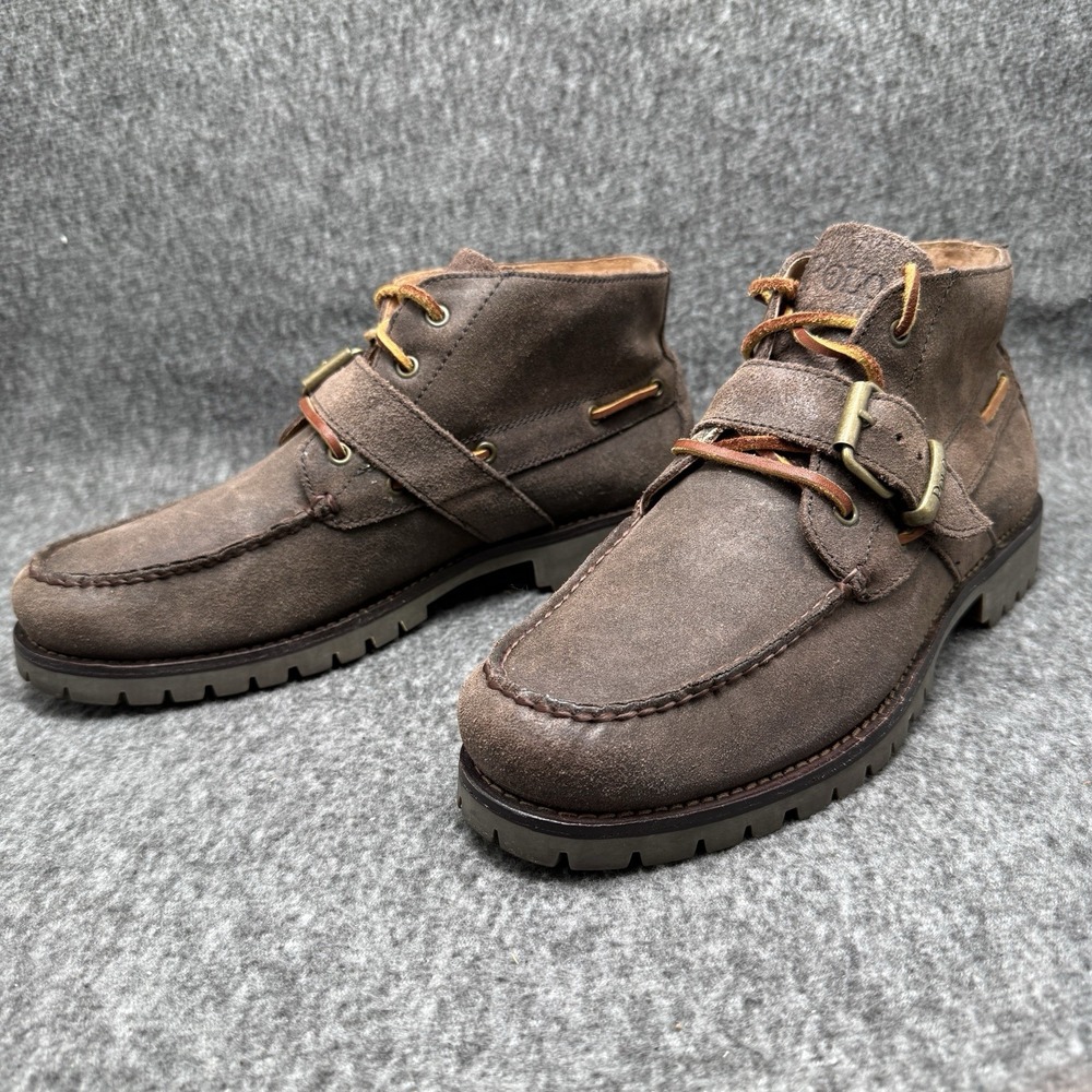Polo Ralph Lauren Rumford Mens Brown Suede Buckle Strap Chukka Boots Size 9.5 D - Picture 4 of 10